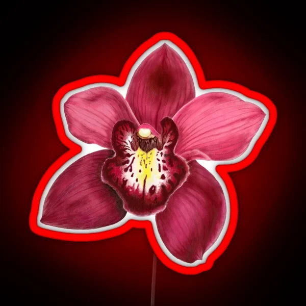 Beautiful Dark Red Orchid Blossom RGB Neon Sign