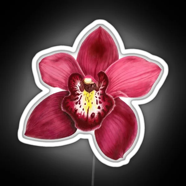 Beautiful Dark Red Orchid Blossom RGB Neon Sign
