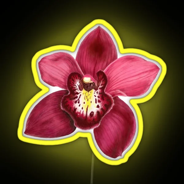 Beautiful Dark Red Orchid Blossom RGB Neon Sign