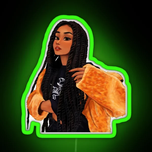 Beautiful Girl With Braids RGB Neon Sign