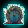 Magical Black Door Decor with Vibrant RGB Neon Accent Lighting