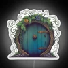 Unique Round Door Sign with Vibrant Black Fantasy Neon Lighting