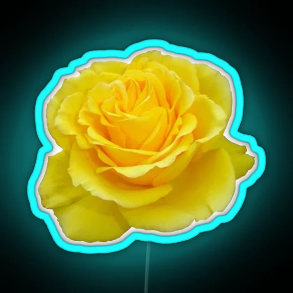 Beautiful Yellow Rose Closeup Photograph RGB Neon Sign