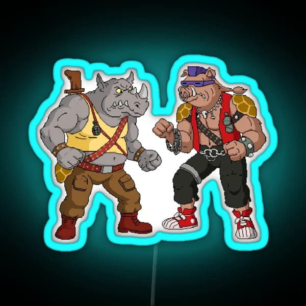 Bebop Rocksteady Funny Big Print RGB Neon Sign