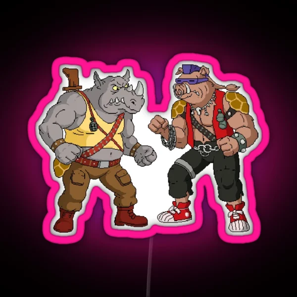 Bebop Rocksteady Funny Big Print RGB Neon Sign