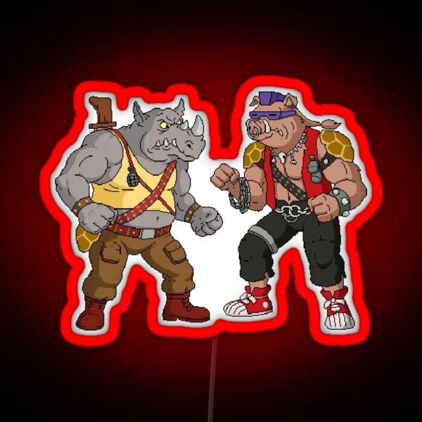 Bebop Rocksteady Funny Big Print RGB Neon Sign