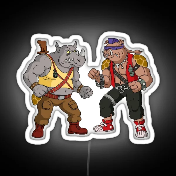 Bebop Rocksteady Funny Big Print RGB Neon Sign