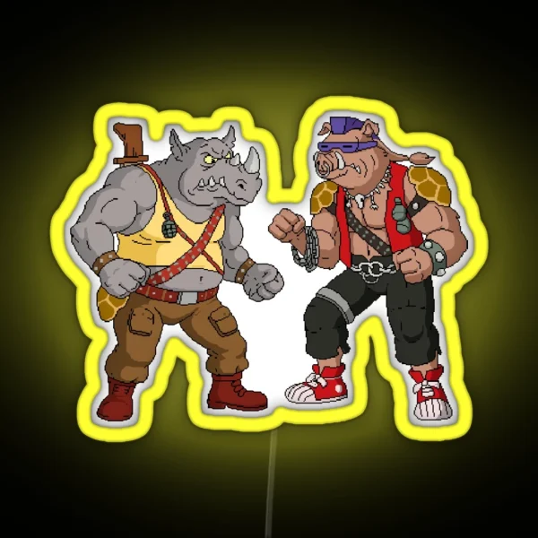 Bebop Rocksteady Funny Big Print RGB Neon Sign