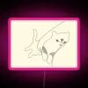 Whimsical feline art illuminated by vibrant RGB neon lighting display.