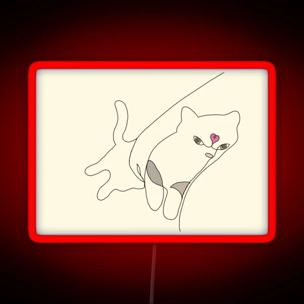 Bedtime Cuddles Cat Picasso Line Art RGB Neon Sign