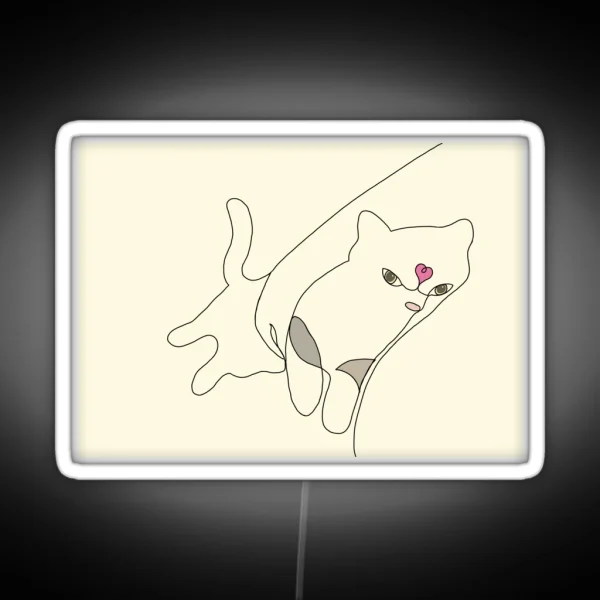 Bedtime Cuddles Cat Picasso Line Art RGB Neon Sign