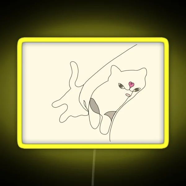 Bedtime Cuddles Cat Picasso Line Art RGB Neon Sign