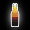 Vintage-inspired neon beer chart decor with colorful LED lighting accents.
