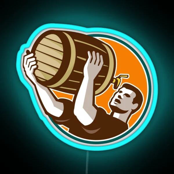 BEER Chug It From A Wooden Keg RGB Neon Sign