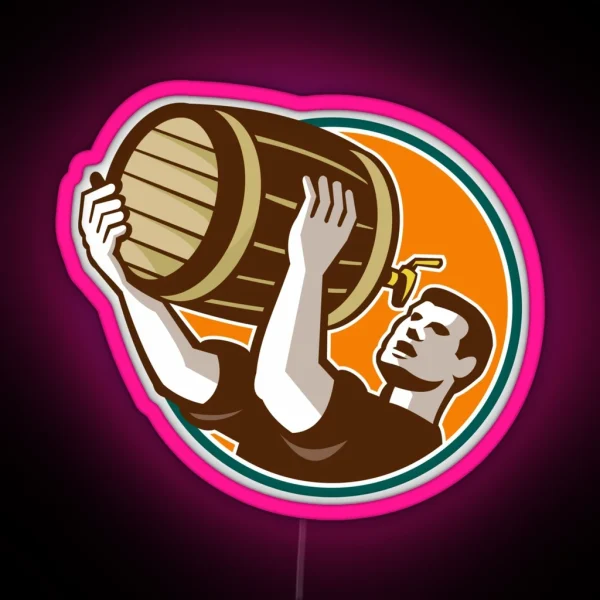 BEER Chug It From A Wooden Keg RGB Neon Sign