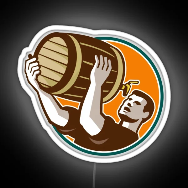 BEER Chug It From A Wooden Keg RGB Neon Sign