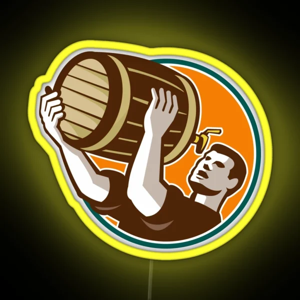 BEER Chug It From A Wooden Keg RGB Neon Sign