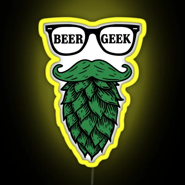 Beer Geek Hops Beard RGB Neon Sign