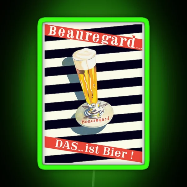 Beer In Pilsner Glass Vintage Poster RGB Neon Sign