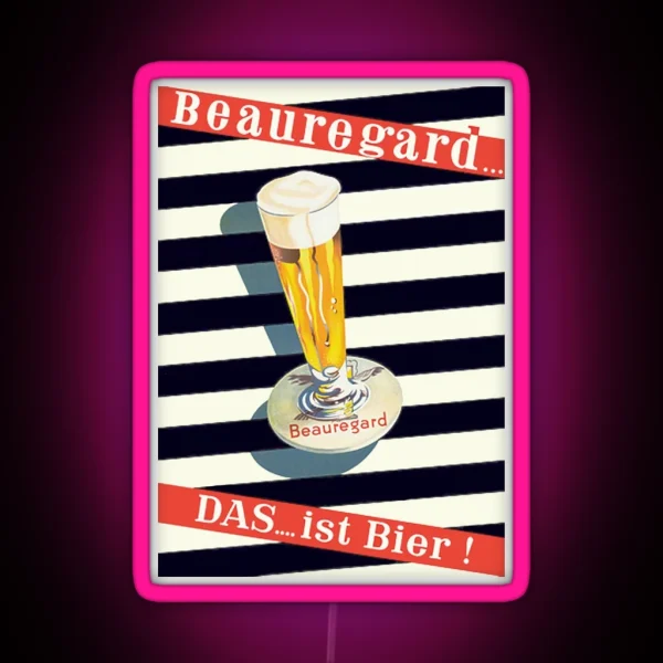 Beer In Pilsner Glass Vintage Poster RGB Neon Sign