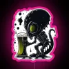 Color changing RGB neon beer alien drinking art bar decor