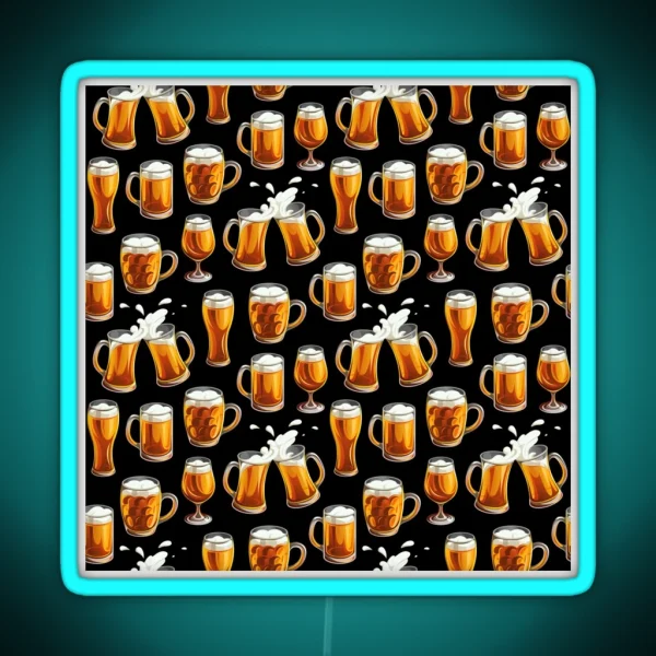 Beer Mug Drinking Pattern Lager Pilsner Glass RGB Neon Sign