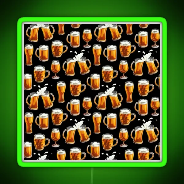 Beer Mug Drinking Pattern Lager Pilsner Glass RGB Neon Sign