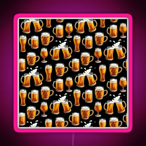 Beer Mug Drinking Pattern Lager Pilsner Glass RGB Neon Sign