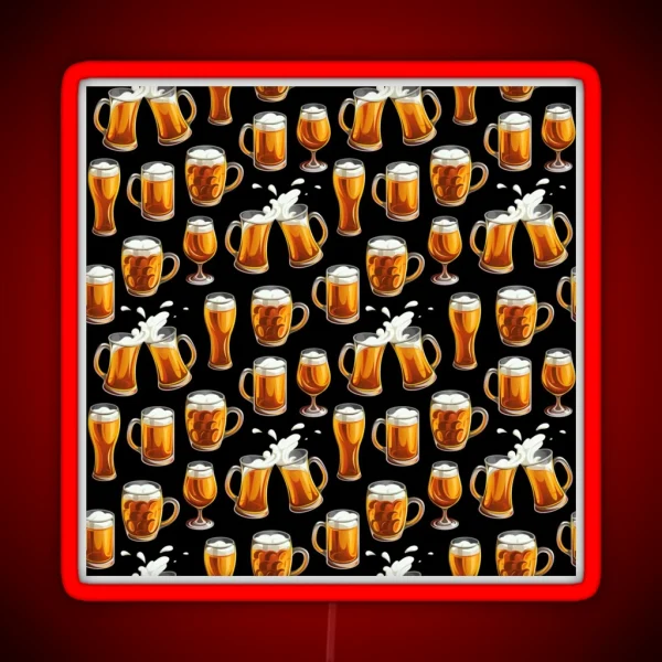 Beer Mug Drinking Pattern Lager Pilsner Glass RGB Neon Sign