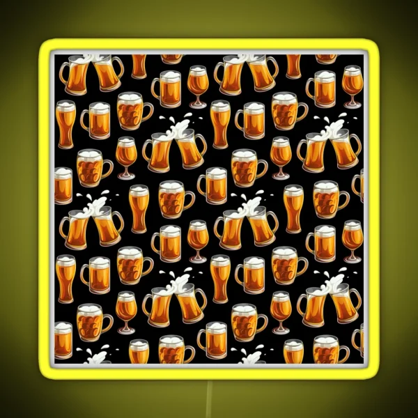Beer Mug Drinking Pattern Lager Pilsner Glass RGB Neon Sign