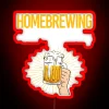 Neon 'Beer Perfect Day' sign for home brew enthusiast's man cave.