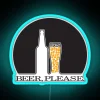 Neon bar decoration sign with colorful 'Beer Please' illuminated letters.