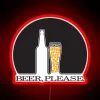Vintage inspired neon beer sign with colorful RGB illumination effects
