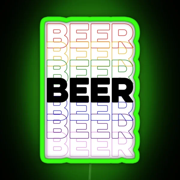 Beer Repeating Rainbow Colorful Text RGB Neon Sign