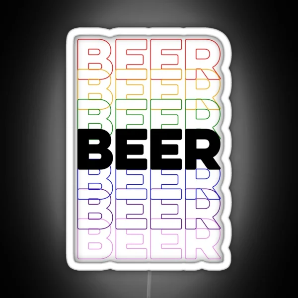 Beer Repeating Rainbow Colorful Text RGB Neon Sign