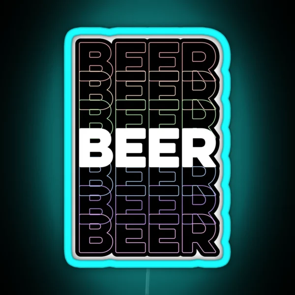 Beer Repeating Rainbow Colorful Text RGB Neon Sign