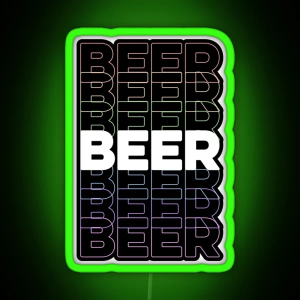 Beer Repeating Rainbow Colorful Text RGB Neon Sign