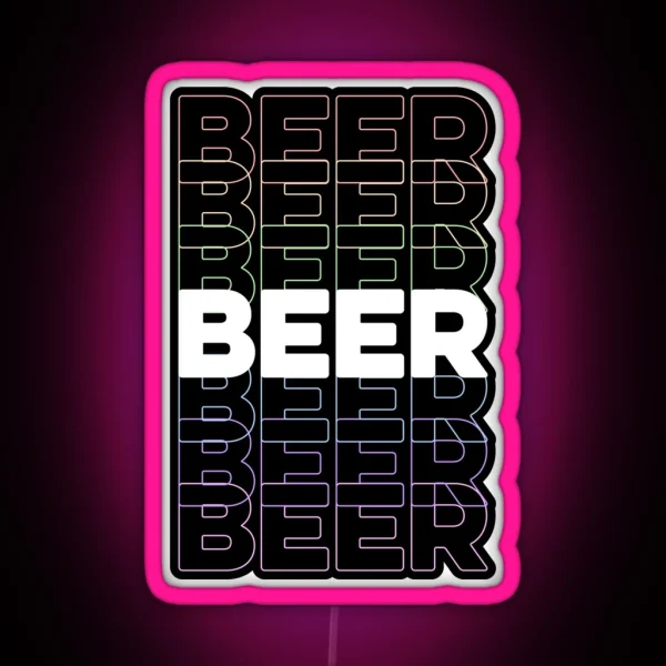 Beer Repeating Rainbow Colorful Text RGB Neon Sign