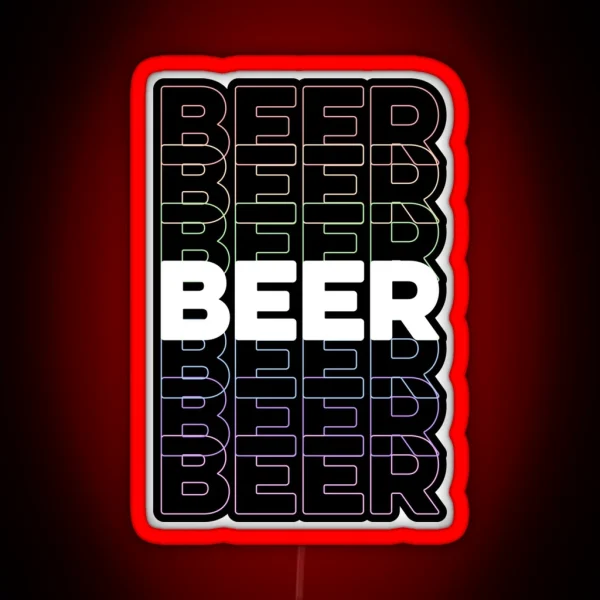 Beer Repeating Rainbow Colorful Text RGB Neon Sign