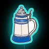 Colorful beer stein themed illuminated bar decor with vibrant RGB lighting