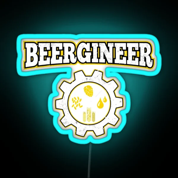 Beergineer Homebrew Home Brewing Brewmasters Craft Beer Dad RGB Neon Sign