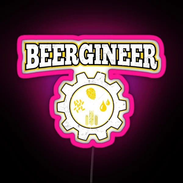 Beergineer Homebrew Home Brewing Brewmasters Craft Beer Dad RGB Neon Sign