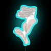 Beige Minimal Line Flower Neon Sign with RGB Color Option