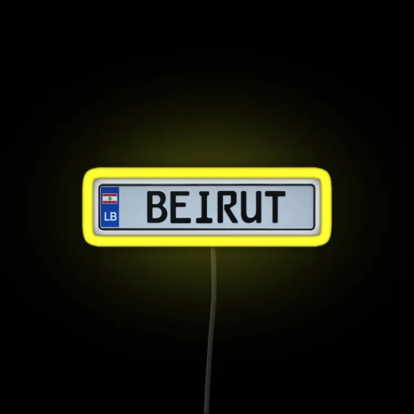 Beirut License Plate RGB Neon Sign