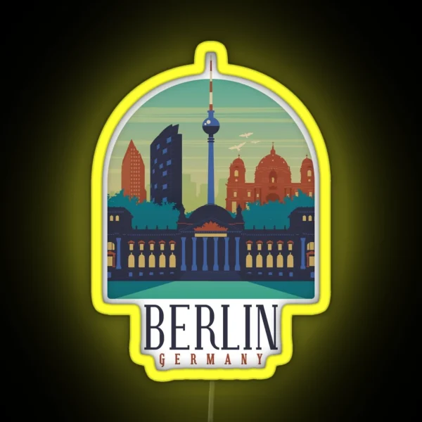 Berlin City Monuments Skyline RGB Neon Sign