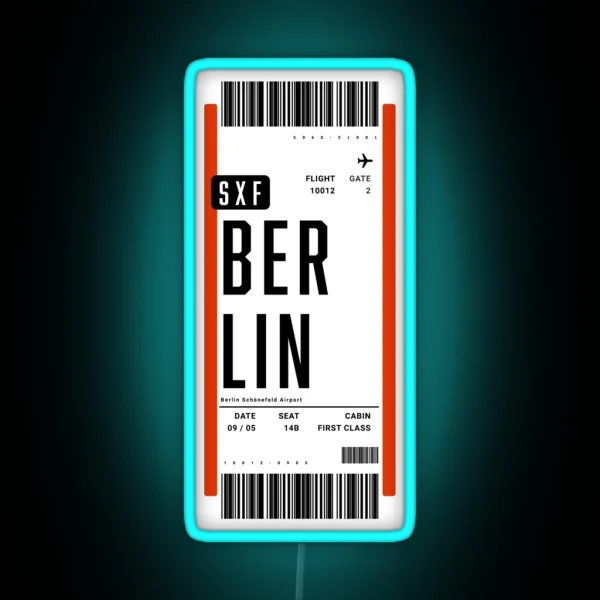 Berlin Germany Boarding Pass RGB Neon Sign