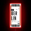 Colorful travel souvenir: Berlin Germany airport boarding pass inspiration neon light