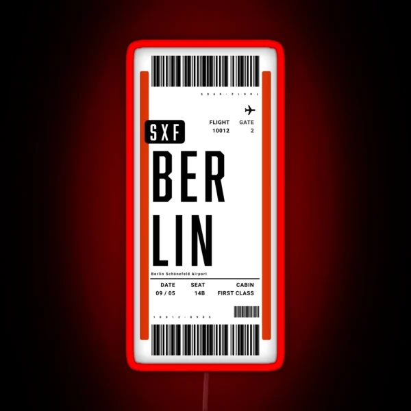 Berlin Germany Boarding Pass RGB Neon Sign