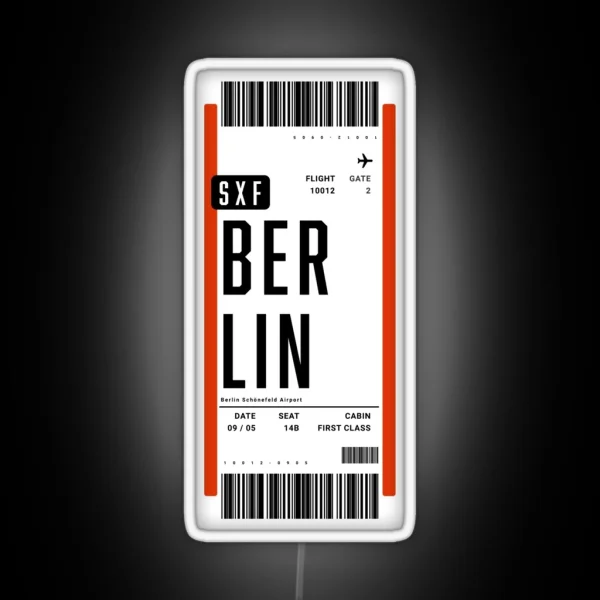Berlin Germany Boarding Pass RGB Neon Sign
