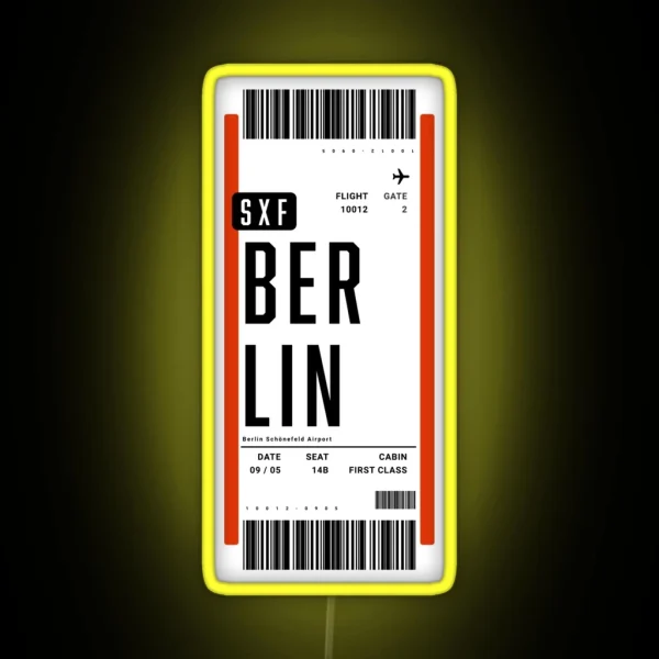 Berlin Germany Boarding Pass RGB Neon Sign